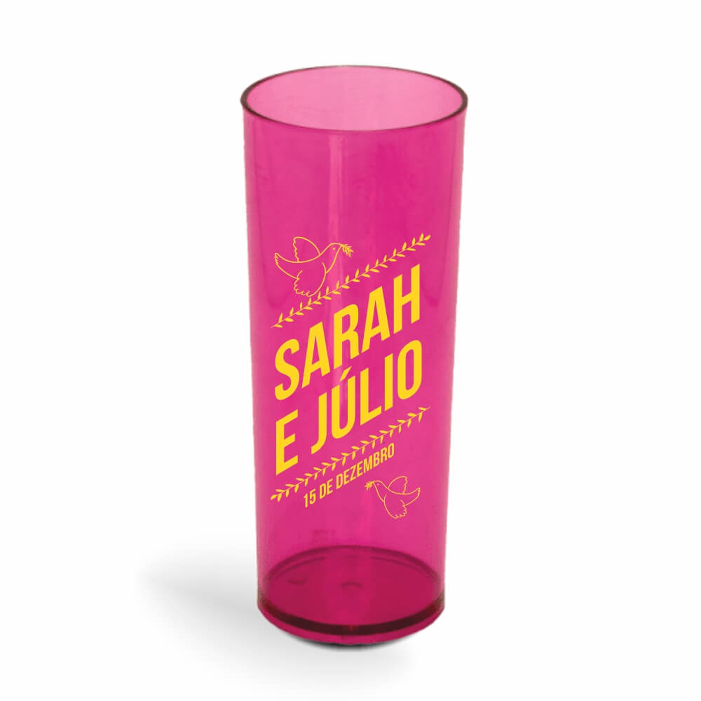 CANECA, COPOS E TAÇAS COPOS COPOS PLÁSTICOS LONG DRINK 350ML IMPRESSÃO 1 COR TRANSPARENTE ROSA