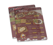CARDÁPIOS CARDÁPIOS PERSONALIZADOS PVC PVC 0,30MM TRANSLÚCIDO TINTA BRANCA 210X300MM