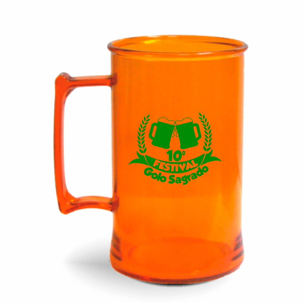 CANECA, COPOS E TAÇAS CANECAS CANECAS PLÁSTICAS CHOPP 300ML IMPRESSÃO 1 COR TRANSPARENTE LARANJA