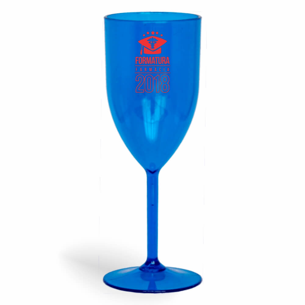 CANECA, COPOS E TAÇAS TAÇAS TAÇAS PLÁSTICAS TAÇA DE VINHO 330ML IMPRESSÃO 1 COR TRANSPARENTE AZUL