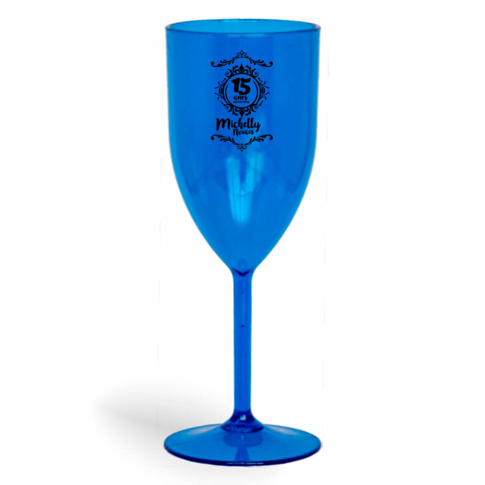 CANECA, COPOS E TAÇAS TAÇAS TAÇAS PLÁSTICAS TAÇA DE VINHO 330ML IMPRESSÃO 1 COR TRANSPARENTE AZUL