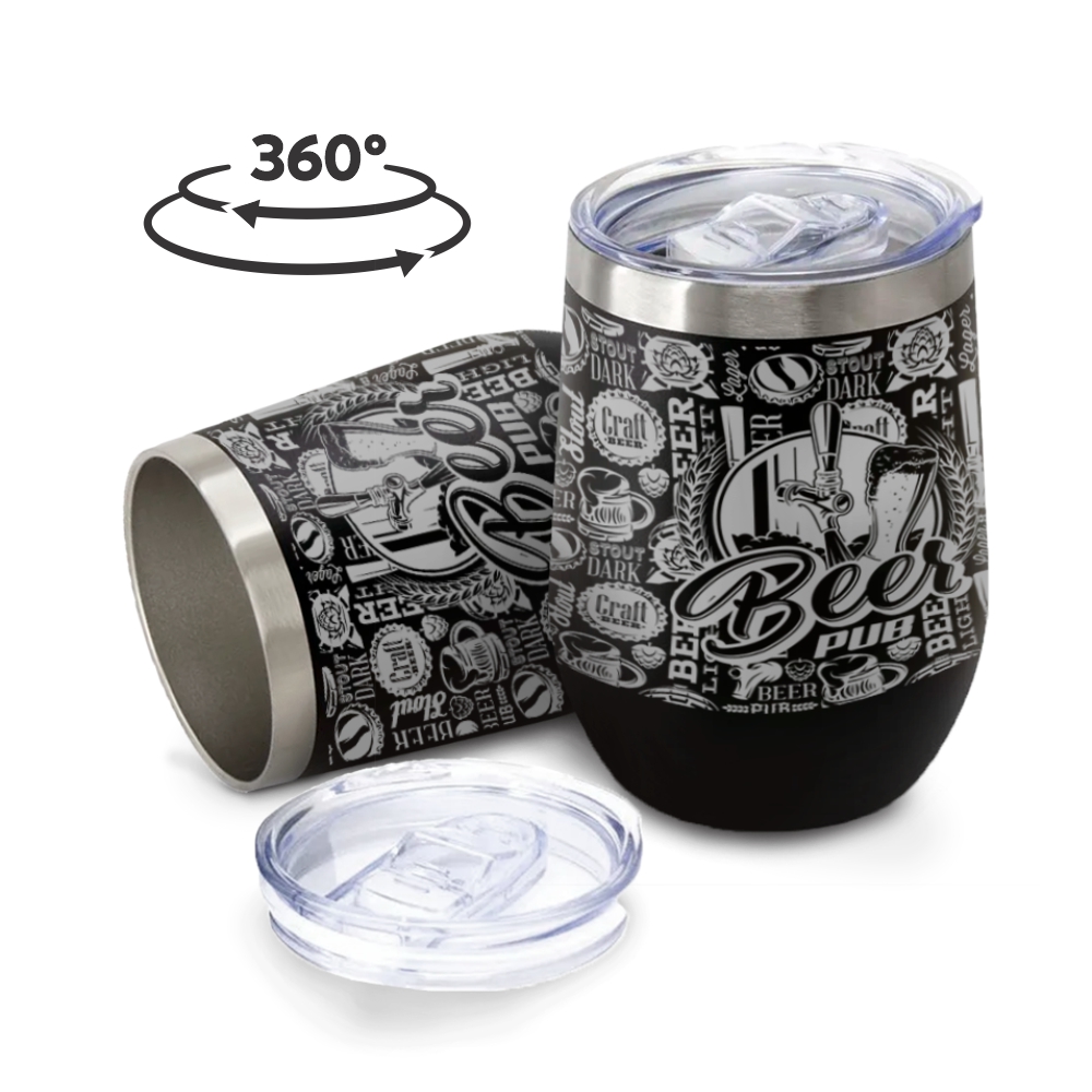 CANECA, COPOS E TAÇAS COPOS COPOS TÉRMICOS MODELO CUIA COM TAMPA GRAVAÇÃO 360 360ML PRETO