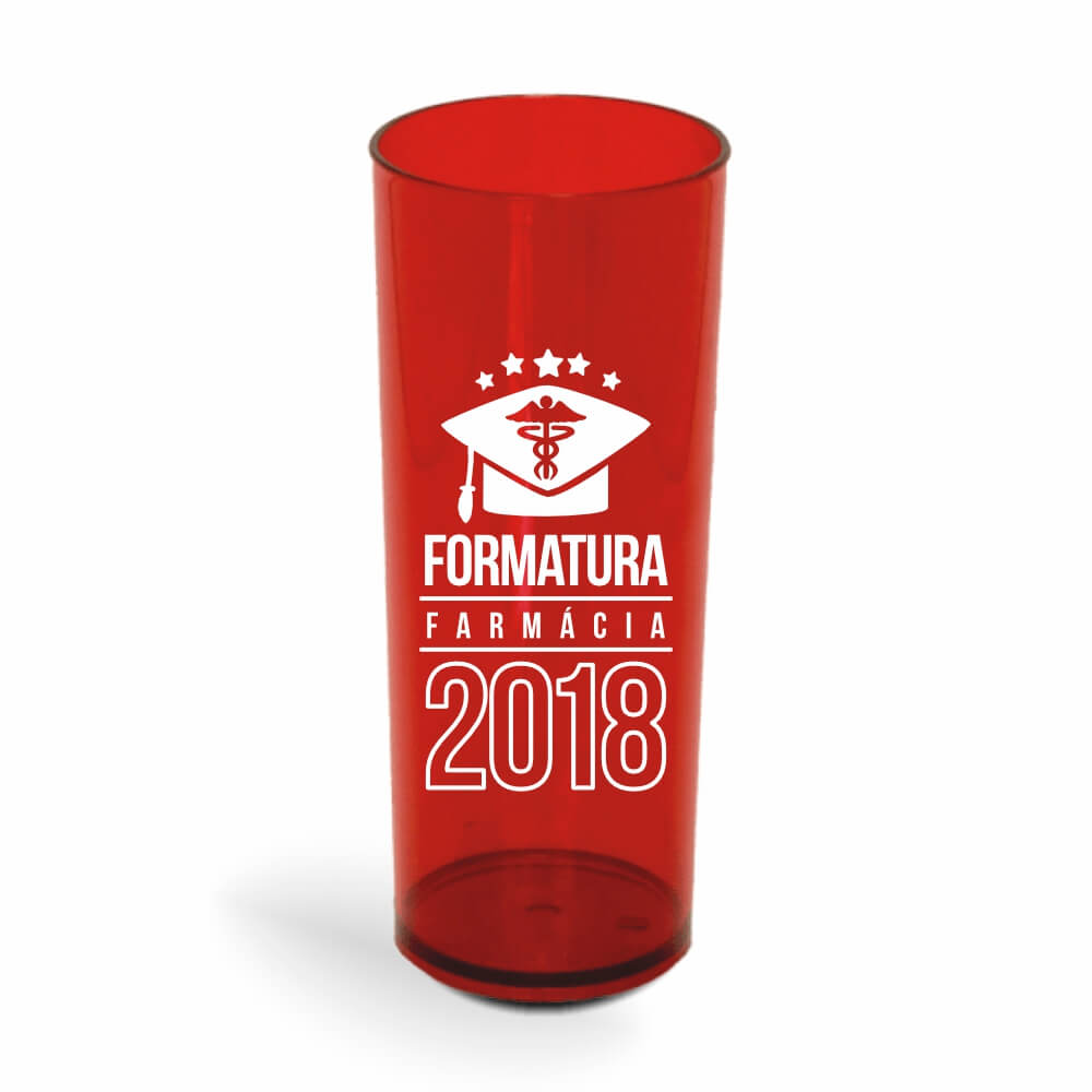 CANECA, COPOS E TAÇAS COPOS COPOS PLÁSTICOS LONG DRINK 350ML IMPRESSÃO 1 COR TRANSPARENTE VERMELHO
