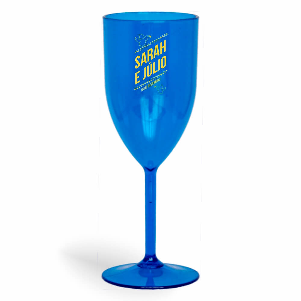 CANECA, COPOS E TAÇAS TAÇAS TAÇAS PLÁSTICAS TAÇA DE VINHO 330ML IMPRESSÃO 1 COR TRANSPARENTE AZUL