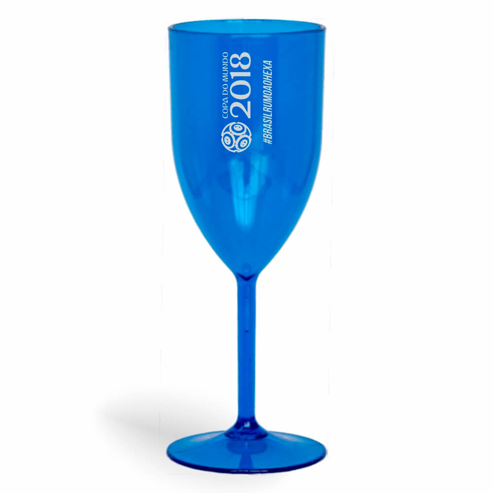 CANECA, COPOS E TAÇAS TAÇAS TAÇAS PLÁSTICAS TAÇA DE VINHO 330ML IMPRESSÃO 1 COR TRANSPARENTE AZUL