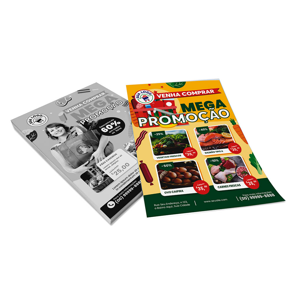 PANFLETOS, FLYERS E FOLHETOS APERGAMINHADO 180G 105X150MM - 4X1 - 50unid - PAP1180C4