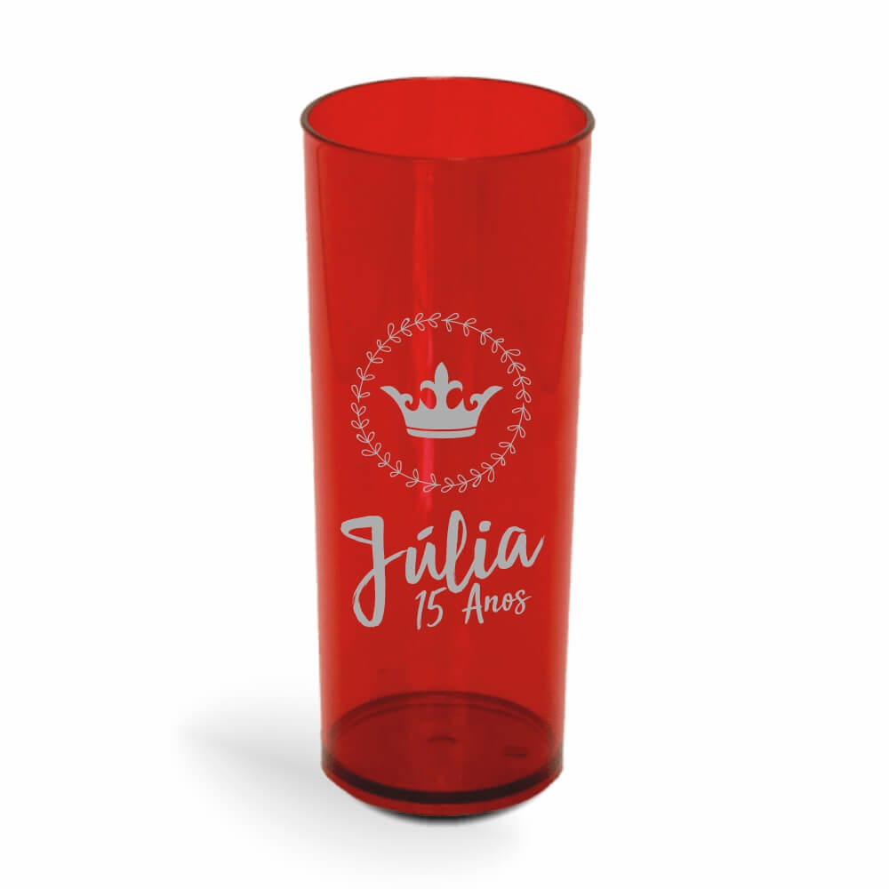 CANECA, COPOS E TAÇAS COPOS COPOS PLÁSTICOS LONG DRINK 350ML IMPRESSÃO 1 COR TRANSPARENTE VERMELHO