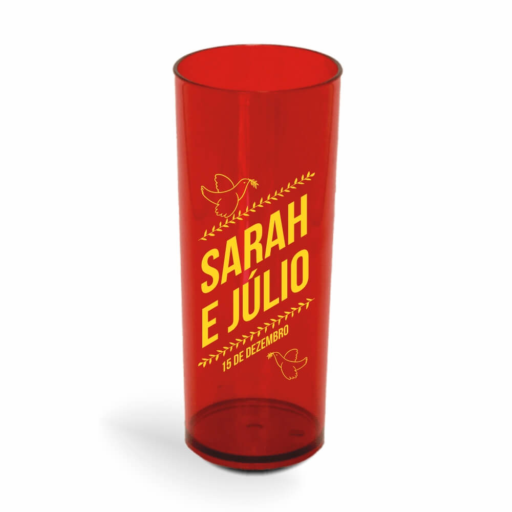 CANECA, COPOS E TAÇAS COPOS COPOS PLÁSTICOS LONG DRINK 350ML IMPRESSÃO 1 COR TRANSPARENTE VERMELHO