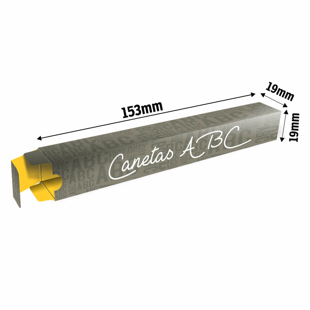 CAIXAS E EMBALAGENS CAIXAS PERSONALIZADAS CAIXA PARA CANETAS COUCHÊ 300G LAM FOSCA FRENTE E VERNIZ LOCALIZADO FRENTE - 4X4 - 500unid - CC3F44500