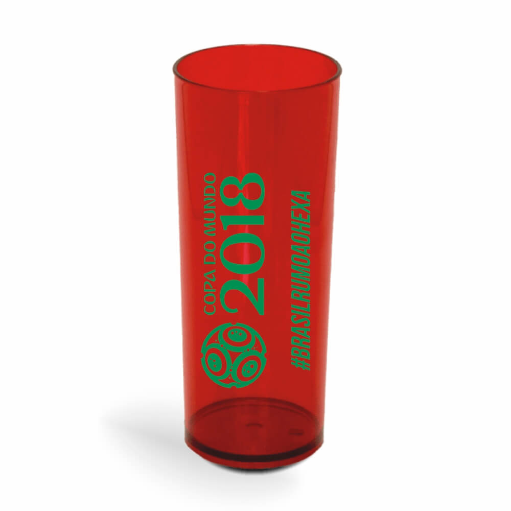 CANECA, COPOS E TAÇAS COPOS COPOS PLÁSTICOS LONG DRINK 350ML IMPRESSÃO 1 COR TRANSPARENTE VERMELHO