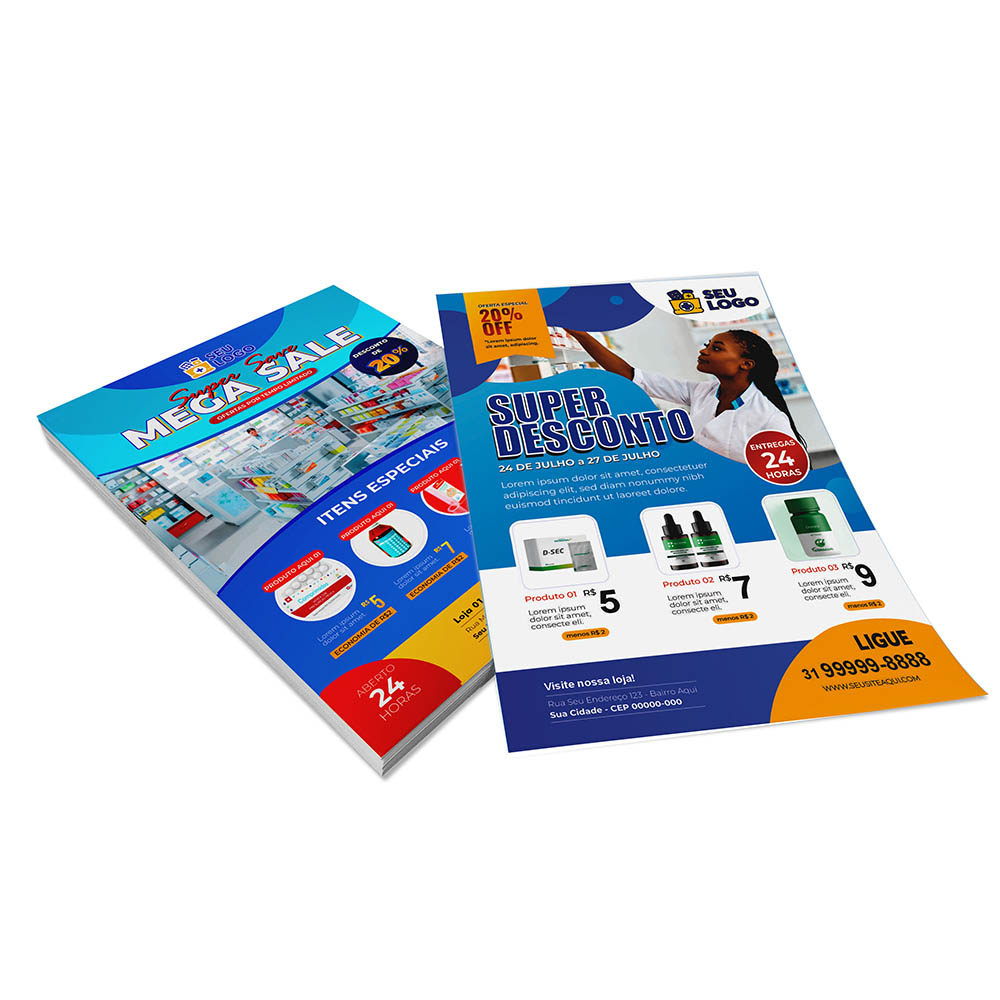 PANFLETOS, FLYERS E FOLHETOS APERGAMINHADO 180G 105X150MM - 4X4 - 250unid - PAP1180C7