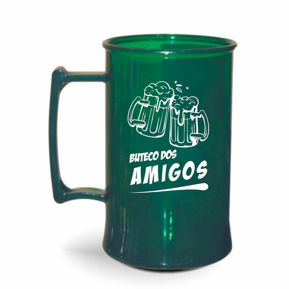 CANECA, COPOS E TAÇAS CANECAS CANECAS PLÁSTICAS CHOPP 300ML IMPRESSÃO 1 COR TRANSPARENTE VERDE