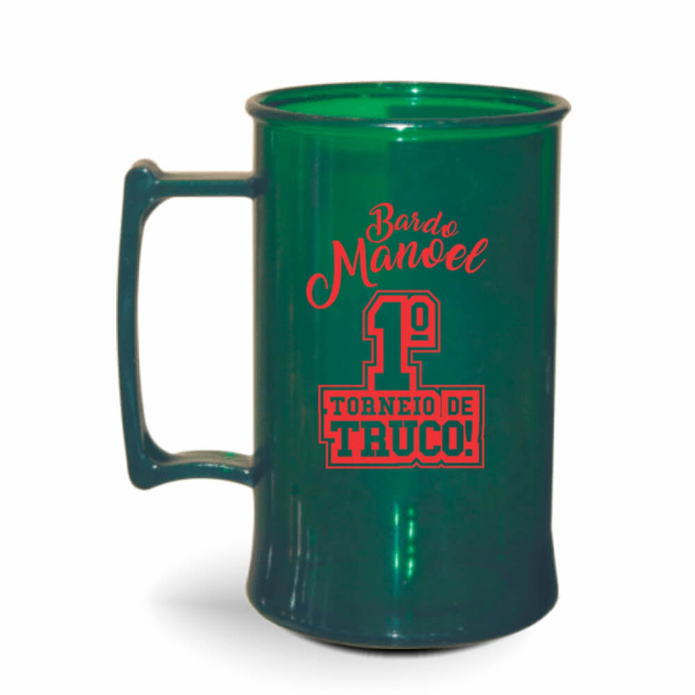 CANECA, COPOS E TAÇAS CANECAS CANECAS PLÁSTICAS CHOPP 300ML IMPRESSÃO 1 COR TRANSPARENTE VERDE