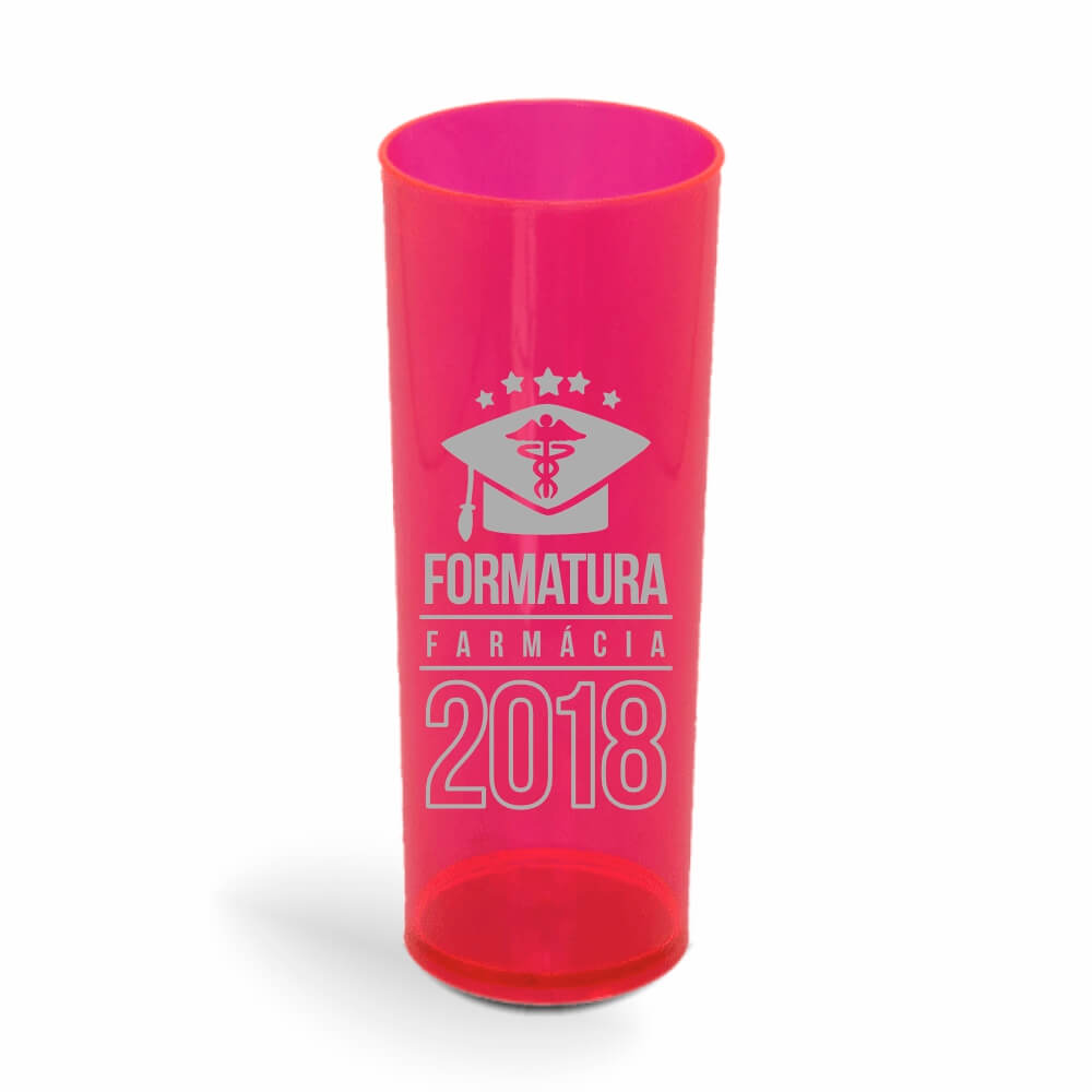 CANECA, COPOS E TAÇAS COPOS COPOS PLÁSTICOS LONG DRINK 350ML IMPRESSÃO 1 COR TRANSPARENTE VERMELHO NEON
