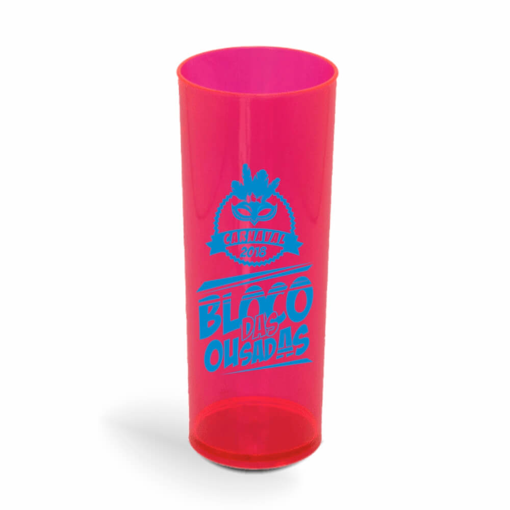 CANECA, COPOS E TAÇAS COPOS COPOS PLÁSTICOS LONG DRINK 350ML IMPRESSÃO 1 COR TRANSPARENTE VERMELHO NEON