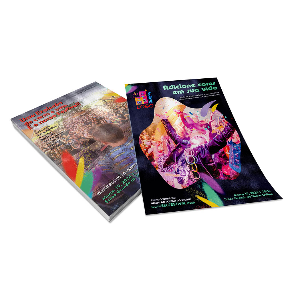 PANFLETOS, FLYERS E FOLHETOS COUCHÊ 150G VERNIZ UV TOTAL FRENTE E VERSO 100X150MM - 4X4 - 100unid - PB7005A