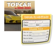 ADESIVOS TROCA DE ÓLEO VINIL TRANSPARENTE COM TINTA BRANCA 63X63MM - 4X4 - 100unid - ETQTOEC
