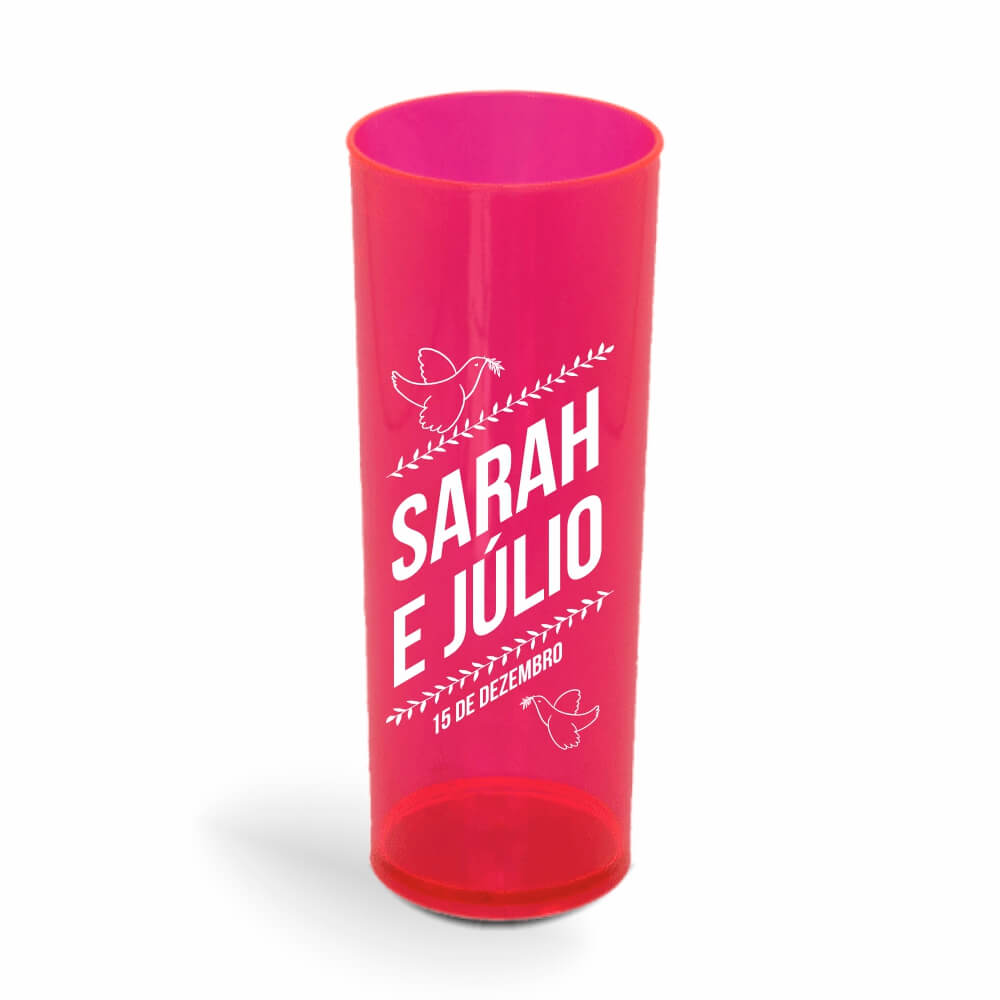 CANECA, COPOS E TAÇAS COPOS COPOS PLÁSTICOS LONG DRINK 350ML IMPRESSÃO 1 COR TRANSPARENTE VERMELHO NEON