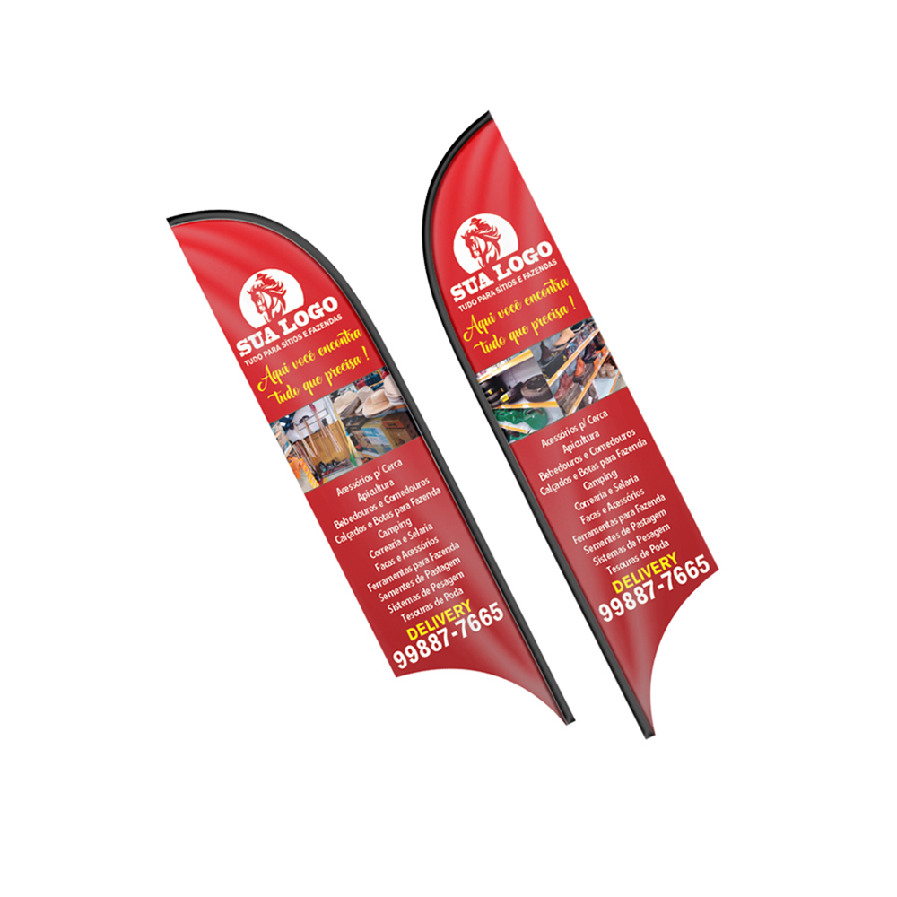 WIND BANNER BANDEIRA AVULSA TECIDO OXFORD GG MODELO VELA - 4X4 - 1unid - WBVFVCGG