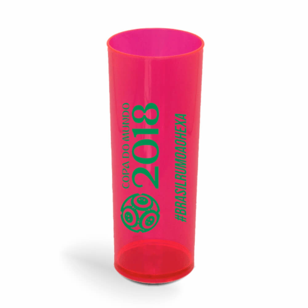 CANECA, COPOS E TAÇAS COPOS COPOS PLÁSTICOS LONG DRINK 350ML IMPRESSÃO 1 COR TRANSPARENTE VERMELHO NEON