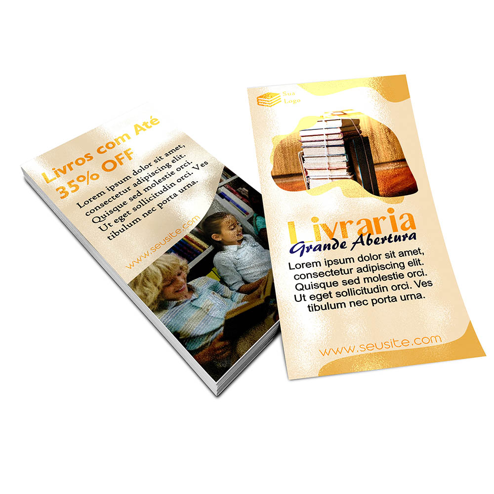 PANFLETOS, FLYERS E FOLHETOS COUCHÊ 150G VERNIZ UV TOTAL FRENTE E VERSO 100X200MM - 4X4 - 2500unid - PB7006AC