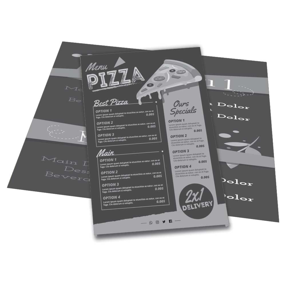CARDÁPIOS CARDÁPIOS PERSONALIZADOS 4 PÁGINAS COM DOBRA KRAFT 250G 300X210MM - 1X1 - 50unid - CR44H50C