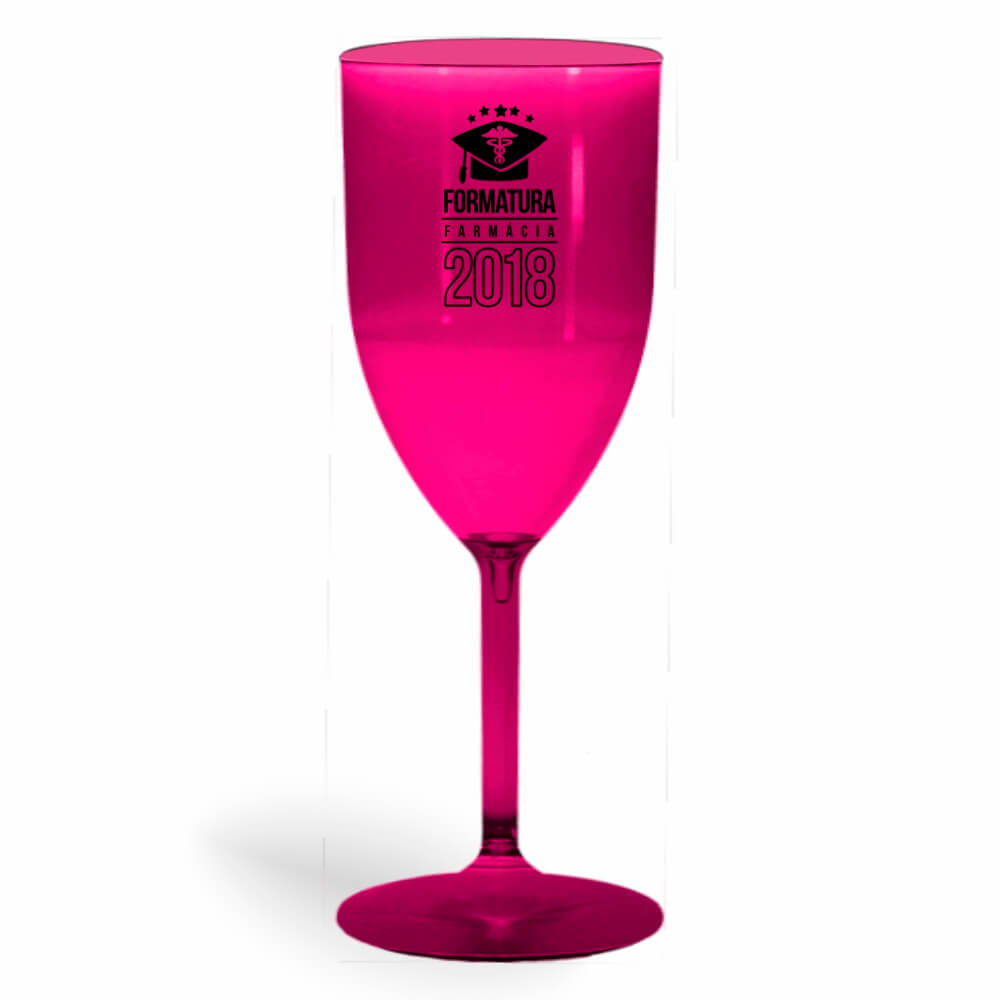 CANECA, COPOS E TAÇAS TAÇAS TAÇAS PLÁSTICAS TAÇA DE VINHO 330ML IMPRESSÃO 1 COR TRANSPARENTE ROSA