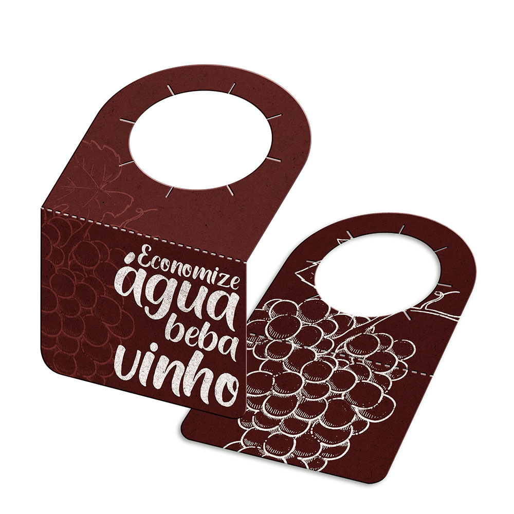 TAGS TAGS PARA GARRAFA KRAFT 250G SEM LAMINAÇÃO E SEM VERNIZ SEM VERNIZ COM TINTA BRANCA 91X102MM