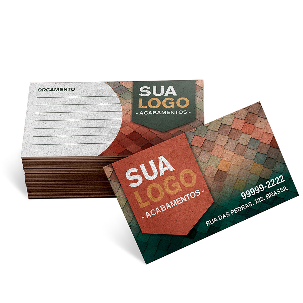 CARTÕES DE VISITA EUROPEU KRAFT 250G SEM LAMINAÇÃO E SEM VERNIZ UV SEM VERNIZ COM TINTA BRANCA