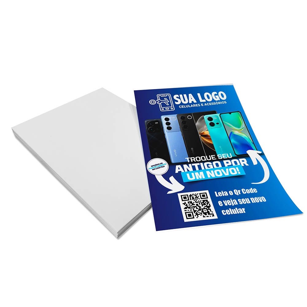 PANFLETOS, FLYERS E FOLHETOS APERGAMINHADO 180G 150X210MM - 4X0 - 100unid - PAP3105C7