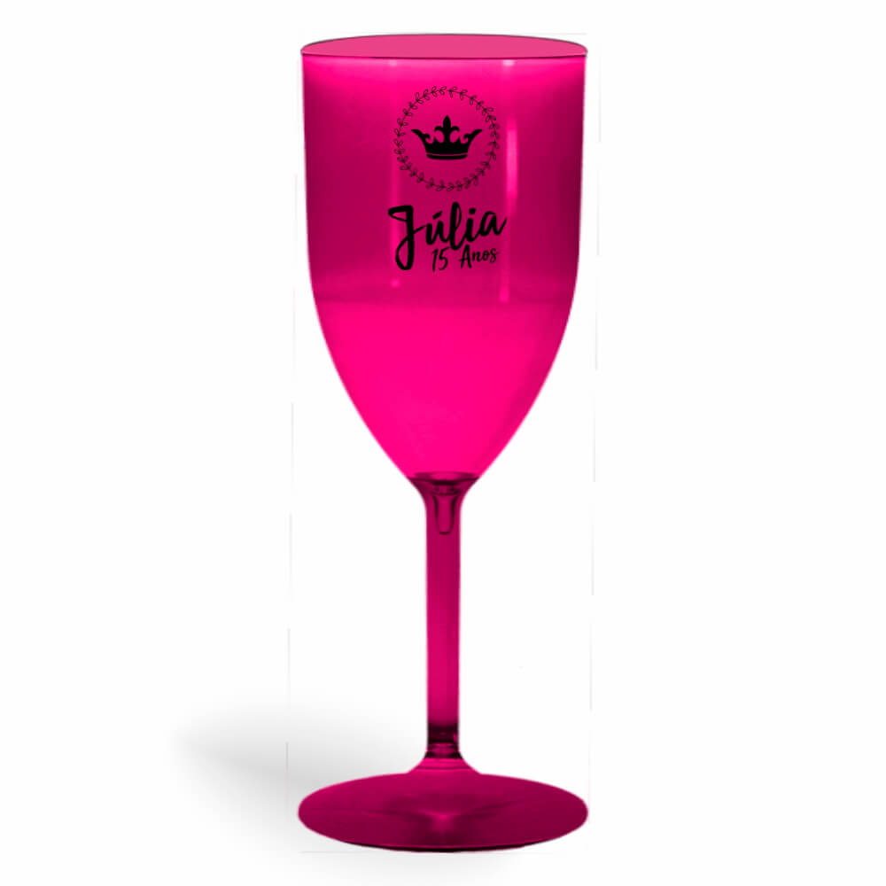 CANECA, COPOS E TAÇAS TAÇAS TAÇAS PLÁSTICAS TAÇA DE VINHO 330ML IMPRESSÃO 1 COR TRANSPARENTE ROSA