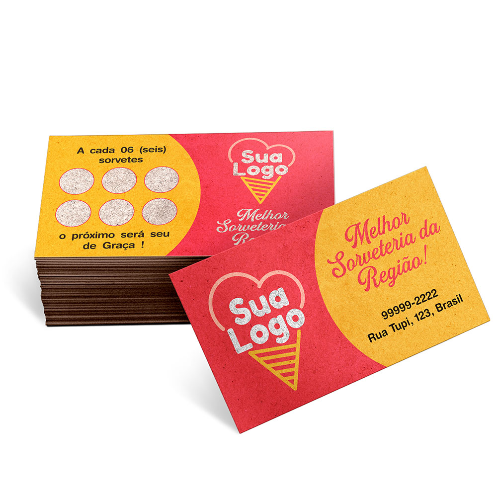 CARTÕES DE VISITA EUROPEU KRAFT 250G SEM LAMINAÇÃO E SEM VERNIZ UV SEM VERNIZ COM TINTA BRANCA