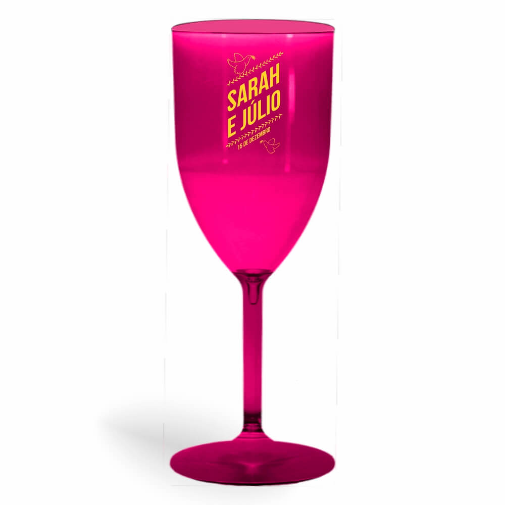 CANECA, COPOS E TAÇAS TAÇAS TAÇAS PLÁSTICAS TAÇA DE VINHO 330ML IMPRESSÃO 1 COR TRANSPARENTE ROSA