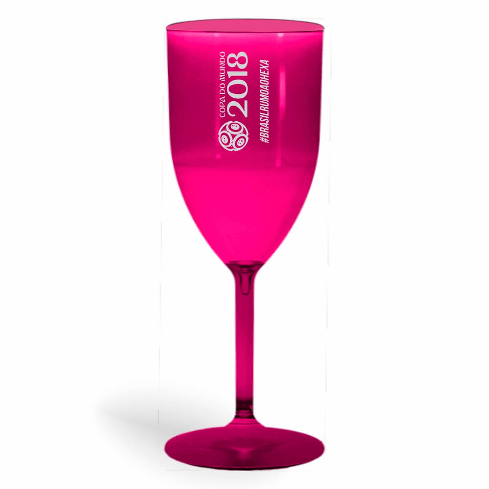 CANECA, COPOS E TAÇAS TAÇAS TAÇAS PLÁSTICAS TAÇA DE VINHO 330ML IMPRESSÃO 1 COR TRANSPARENTE ROSA