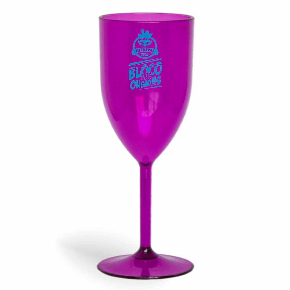 CANECA, COPOS E TAÇAS TAÇAS TAÇAS PLÁSTICAS TAÇA DE VINHO 330ML IMPRESSÃO 1 COR TRANSPARENTE ROXA