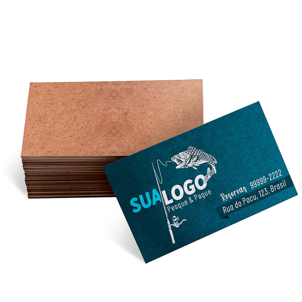 CARTÕES DE VISITA EUROPEU KRAFT 250G SEM LAMINAÇÃO E SEM VERNIZ UV SEM VERNIZ COM TINTA BRANCA