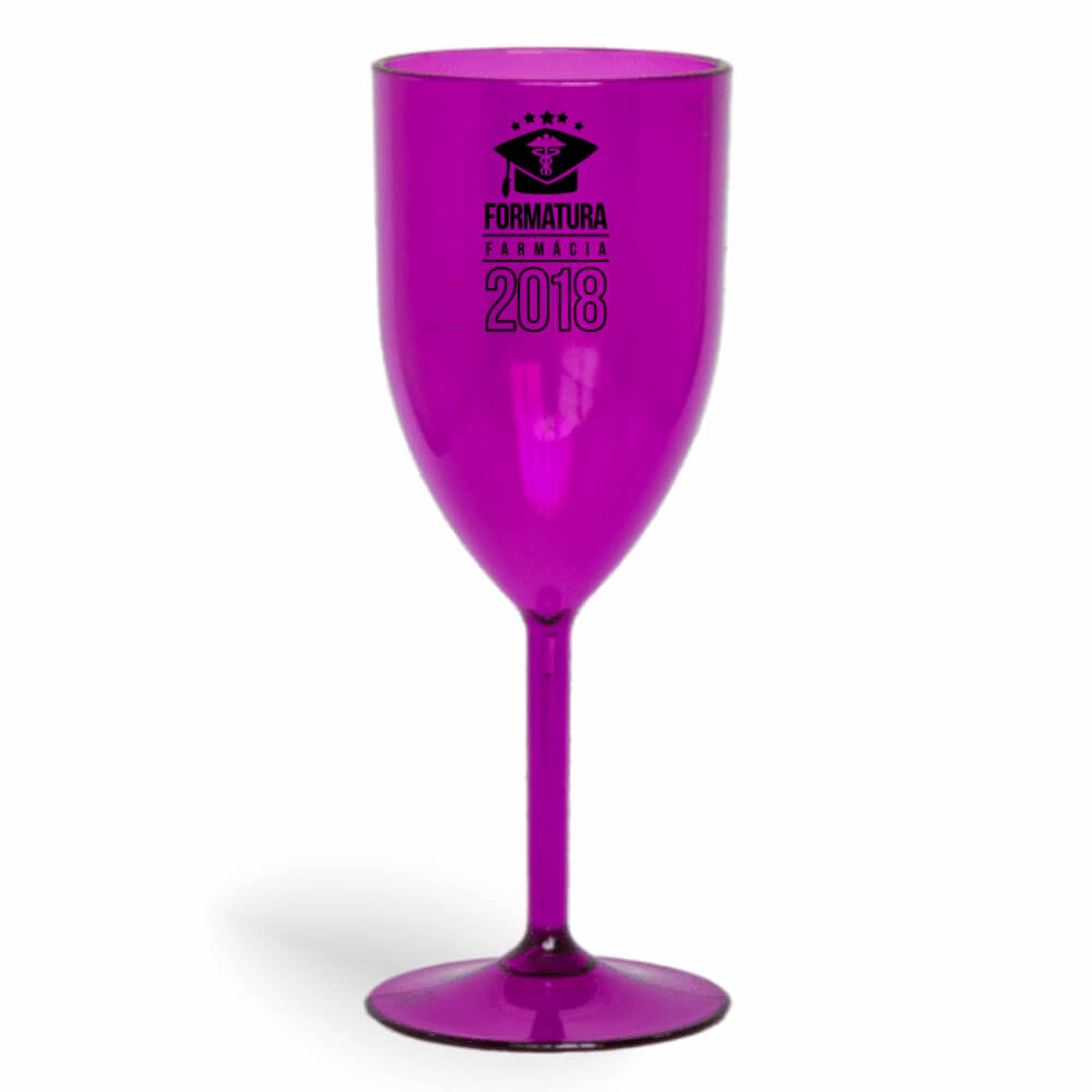 CANECA, COPOS E TAÇAS TAÇAS TAÇAS PLÁSTICAS TAÇA DE VINHO 330ML IMPRESSÃO 1 COR TRANSPARENTE ROXA
