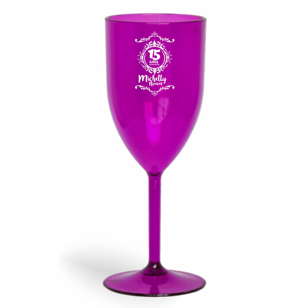 CANECA, COPOS E TAÇAS TAÇAS TAÇAS PLÁSTICAS TAÇA DE VINHO 330ML IMPRESSÃO 1 COR TRANSPARENTE ROXA