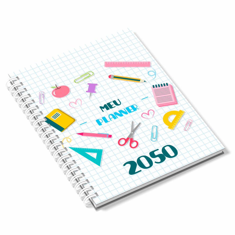 AGENDAS, CADERNOS E APOSTILAS AGENDA 2025 MIOLO PERSONALIZADO COLORIDO CAPA COUCHÊ 150G NO PAPEL PARANÁ 2MM E MIOLO AP 75G SEM VERNIZ - 4X0 - 50unid - AGMPS50C