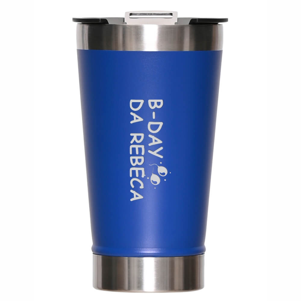 CANECA, COPOS E TAÇAS COPOS COPOS TÉRMICOS MODELO COM ABRIDOR GRAVAÇÃO FRONTAL 470ML AZUL
