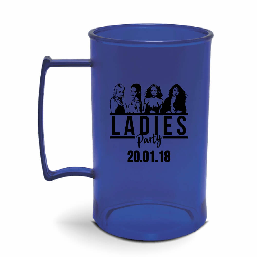 CANECA, COPOS E TAÇAS CANECAS CANECAS PLÁSTICAS CHOPP 450ML IMPRESSÃO 1 COR TRANSPARENTE AZUL