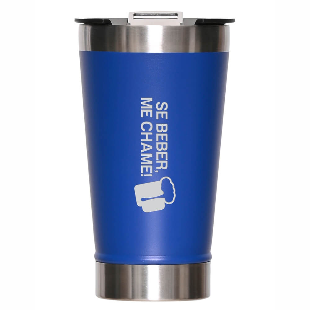 CANECA, COPOS E TAÇAS COPOS COPOS TÉRMICOS MODELO COM ABRIDOR GRAVAÇÃO FRONTAL 470ML AZUL