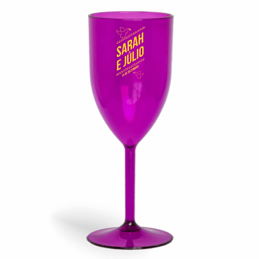 CANECA, COPOS E TAÇAS TAÇAS TAÇAS PLÁSTICAS TAÇA DE VINHO 330ML IMPRESSÃO 1 COR TRANSPARENTE ROXA