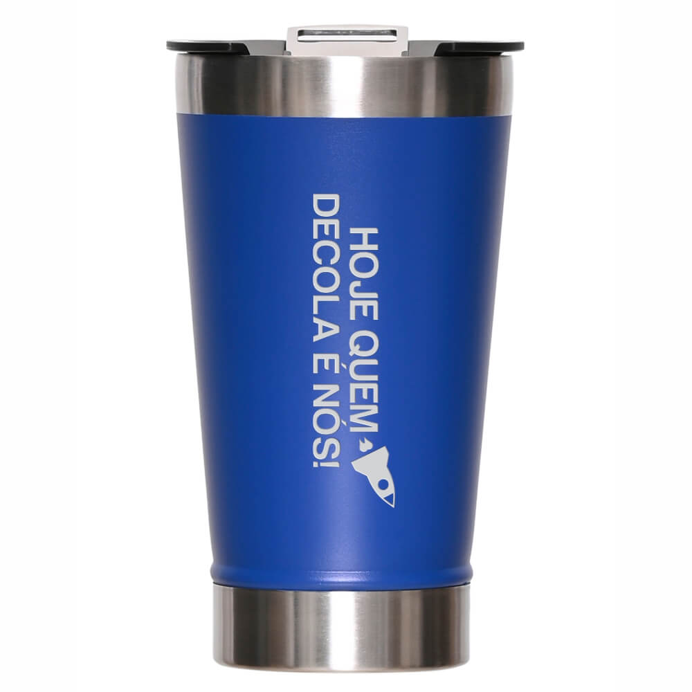 CANECA, COPOS E TAÇAS COPOS COPOS TÉRMICOS MODELO COM ABRIDOR GRAVAÇÃO FRONTAL 470ML AZUL