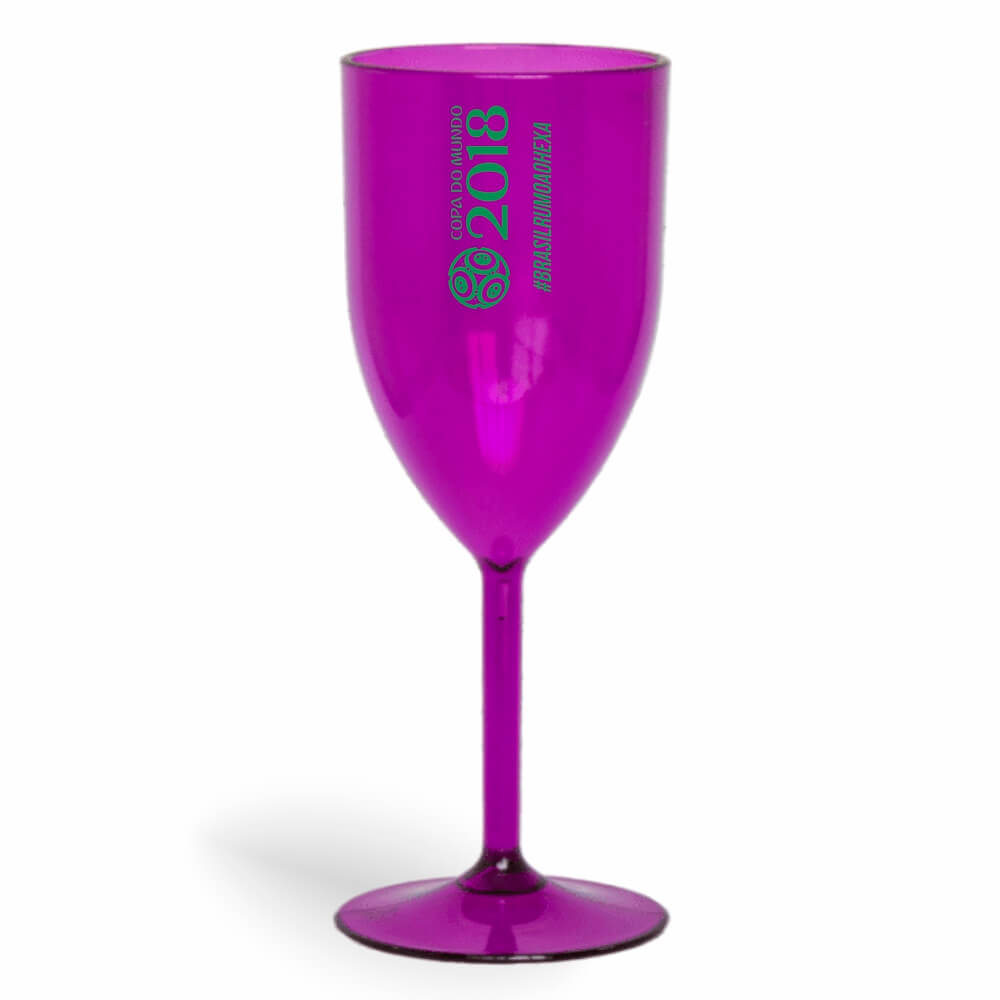 CANECA, COPOS E TAÇAS TAÇAS TAÇAS PLÁSTICAS TAÇA DE VINHO 330ML IMPRESSÃO 1 COR TRANSPARENTE ROXA