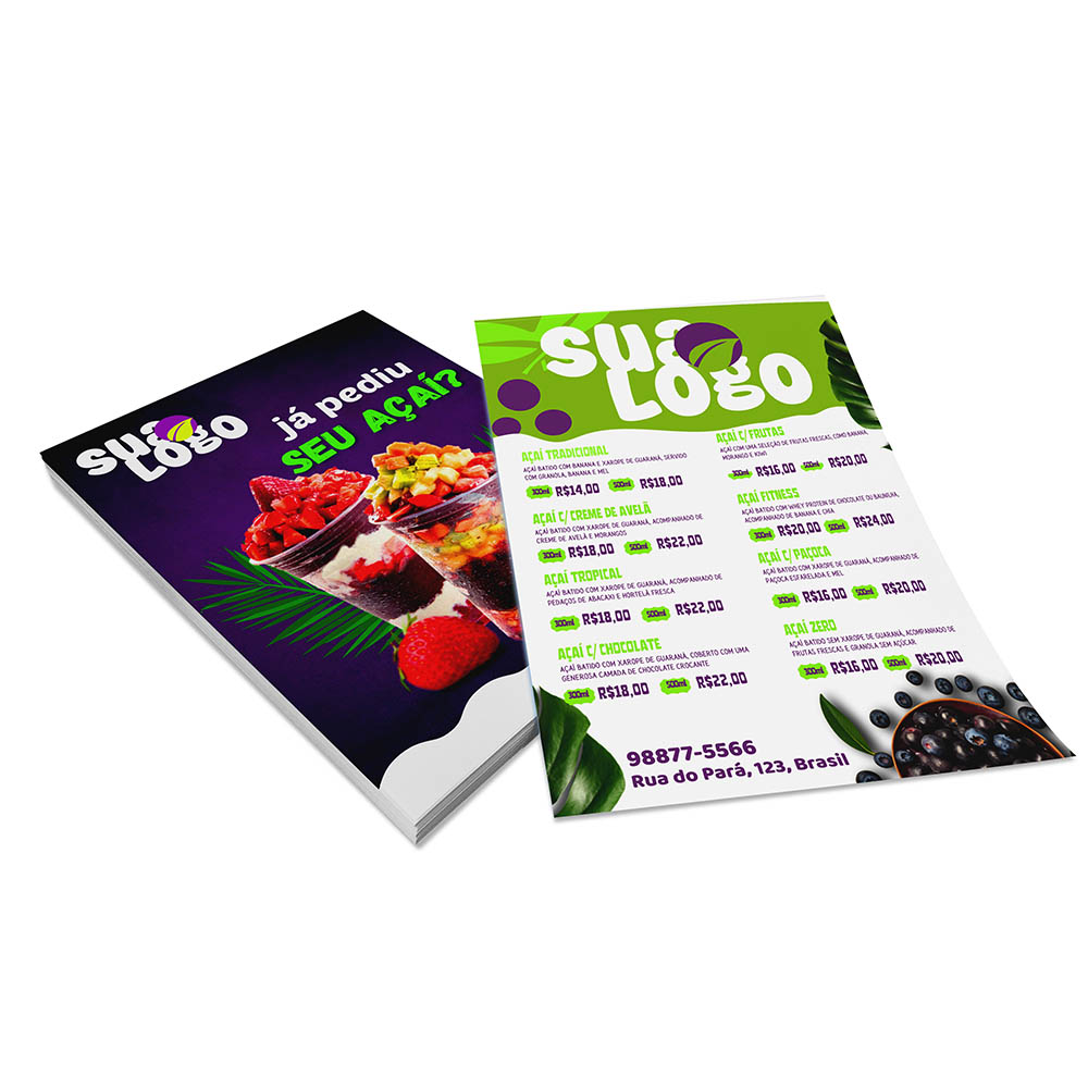 PANFLETOS, FLYERS E FOLHETOS APERGAMINHADO 180G 210X300MM - 4X4 - 100unid - PD845C