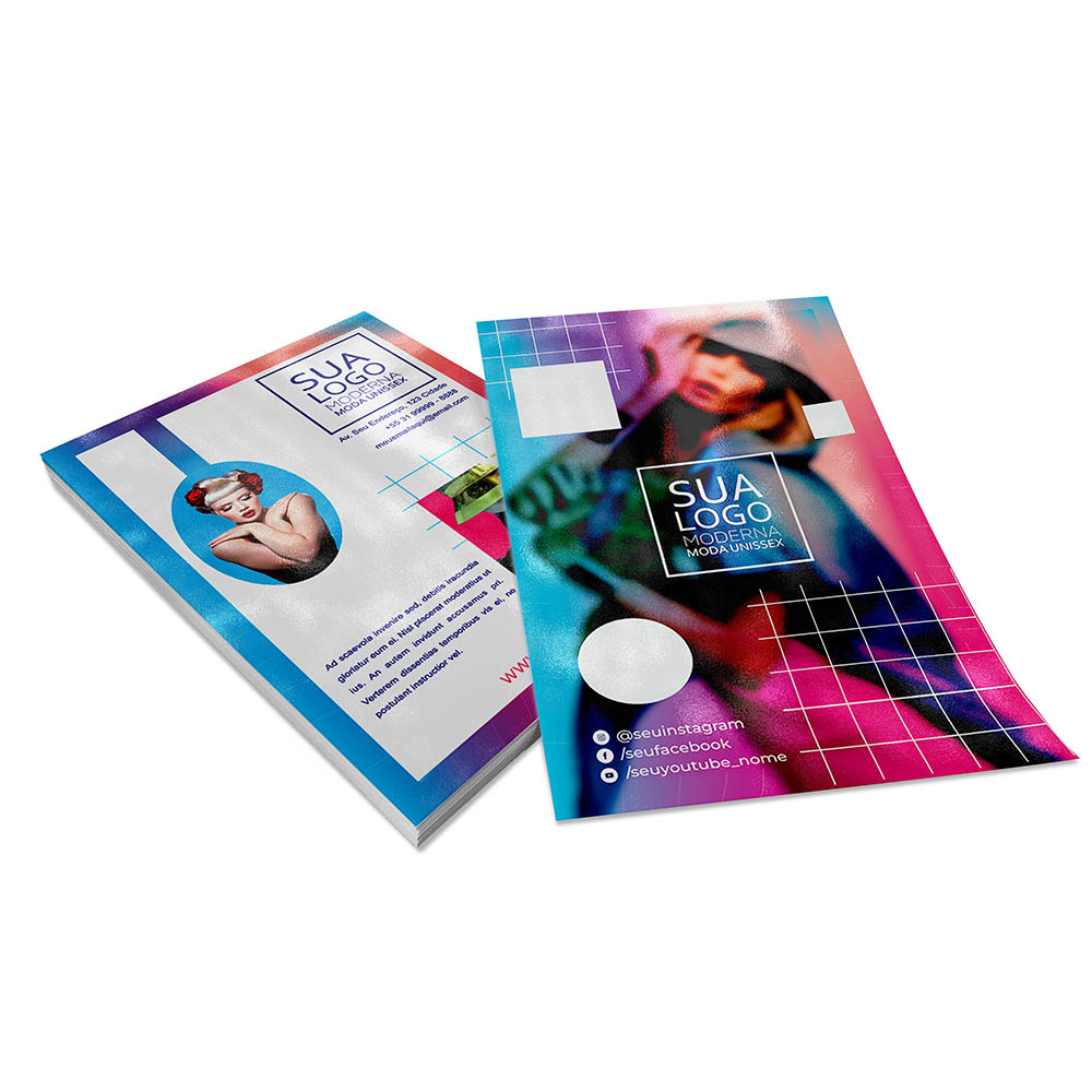 PANFLETOS, FLYERS E FOLHETOS COUCHÊ 150G VERNIZ UV TOTAL FRENTE E VERSO 200X300MM - 4X4 - 100unid - PB7008A