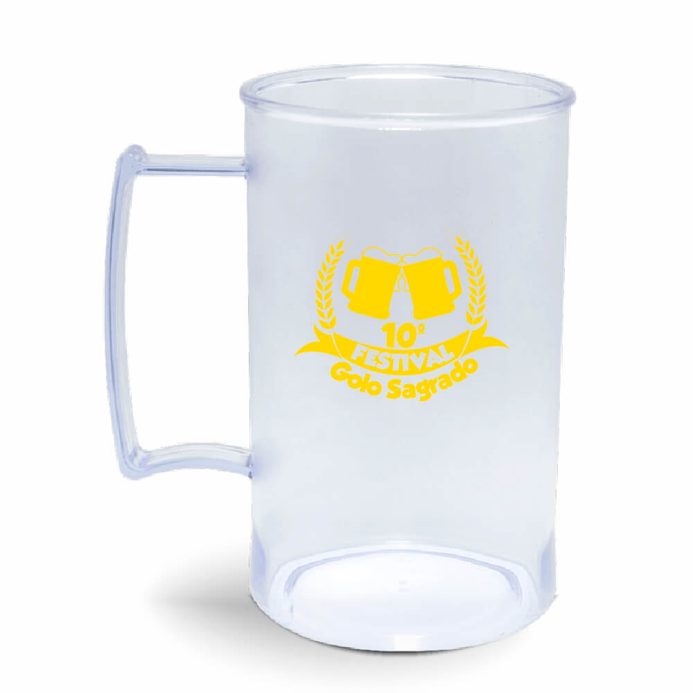 CANECA, COPOS E TAÇAS CANECAS CANECAS PLÁSTICAS CHOPP 450ML IMPRESSÃO 1 COR TRANSPARENTE CRISTAL