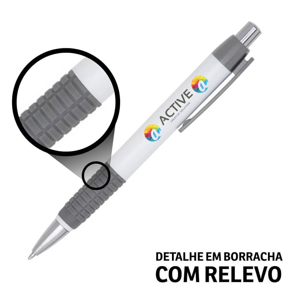 CANETAS IMPRESSÃO COLORIDA PLÁSTICAS COMERCIAL CINZA