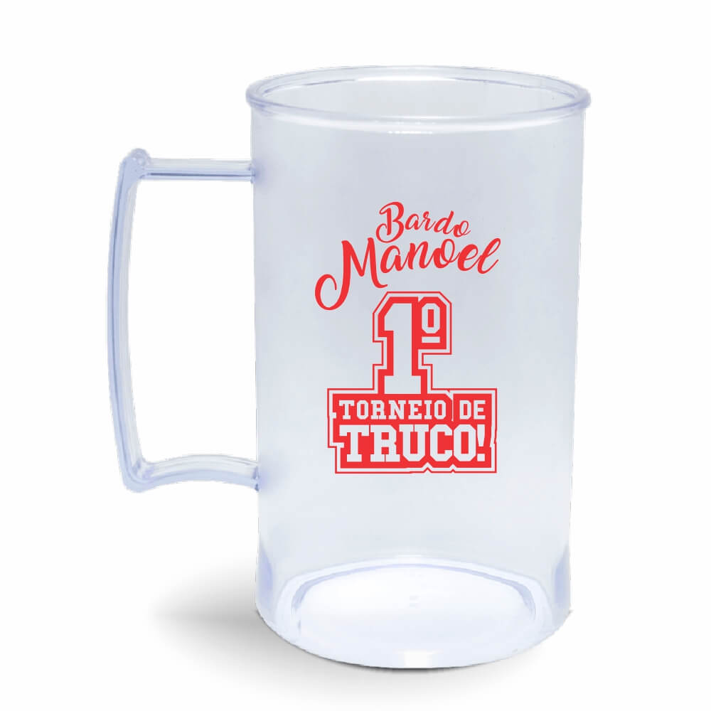 CANECA, COPOS E TAÇAS CANECAS CANECAS PLÁSTICAS CHOPP 450ML IMPRESSÃO 1 COR TRANSPARENTE CRISTAL